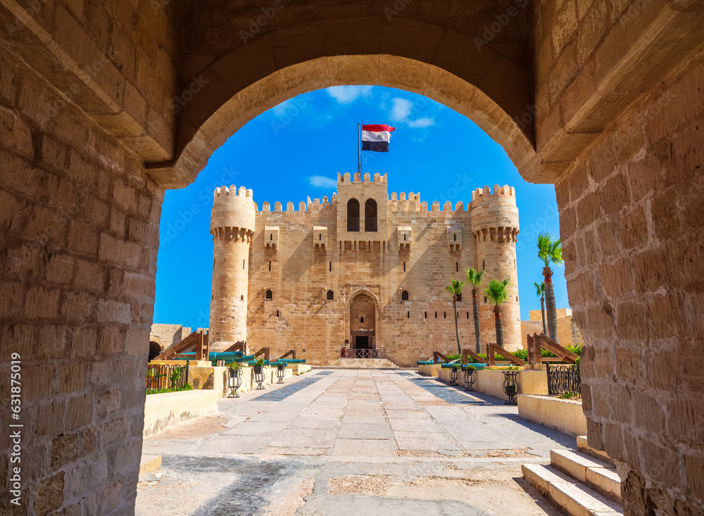 Citadel of Qaitbay, famous medieval fort built on the place of Lighthouse of Alexandria, Egypt