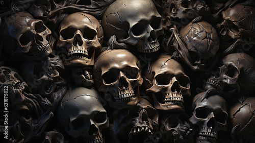 background of skulls. halloween concept. Generative AI © pcperle