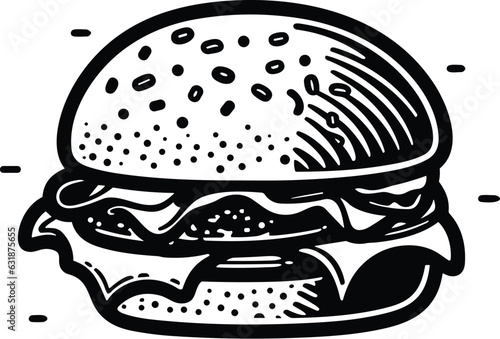 burger vector isolated illustration vintage style