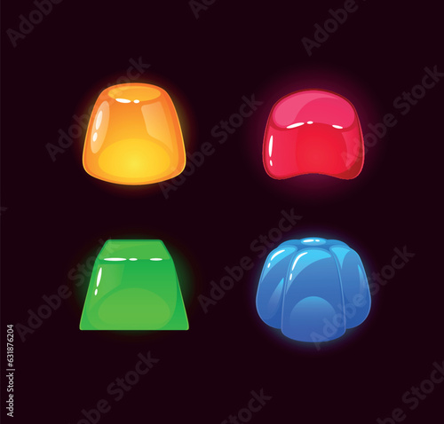 Jelly Sweets, Colorful, Chewy Treats In Various Shapes And Flavors, Gummy Orange, Red, Blue and Green Candies