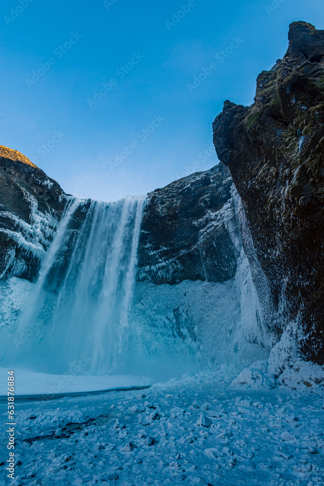 Skogafoss in a cold march day in iceland