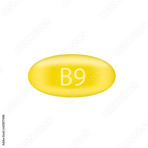 Vitamin B9,healthy vitamin,medicine,capsule,vector illustration eps10