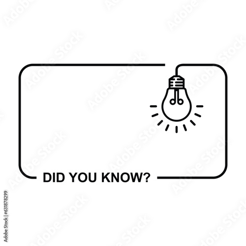 did you know with hanging bulb. flat stroke trendy modern minimal logo graphic