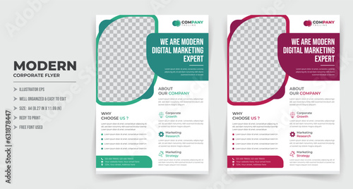 Corporate business flyer template With Color Combination, Brochure design, annual report, poster, flyer in A4, promotion, advertise, publication, cover page,