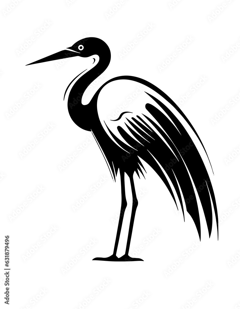 Bird pelican stork crane heron ostrich owl Marabou tattoo print stamp Bird pelican stork crane heron ostrich owl Marabou tattoo print stamp
