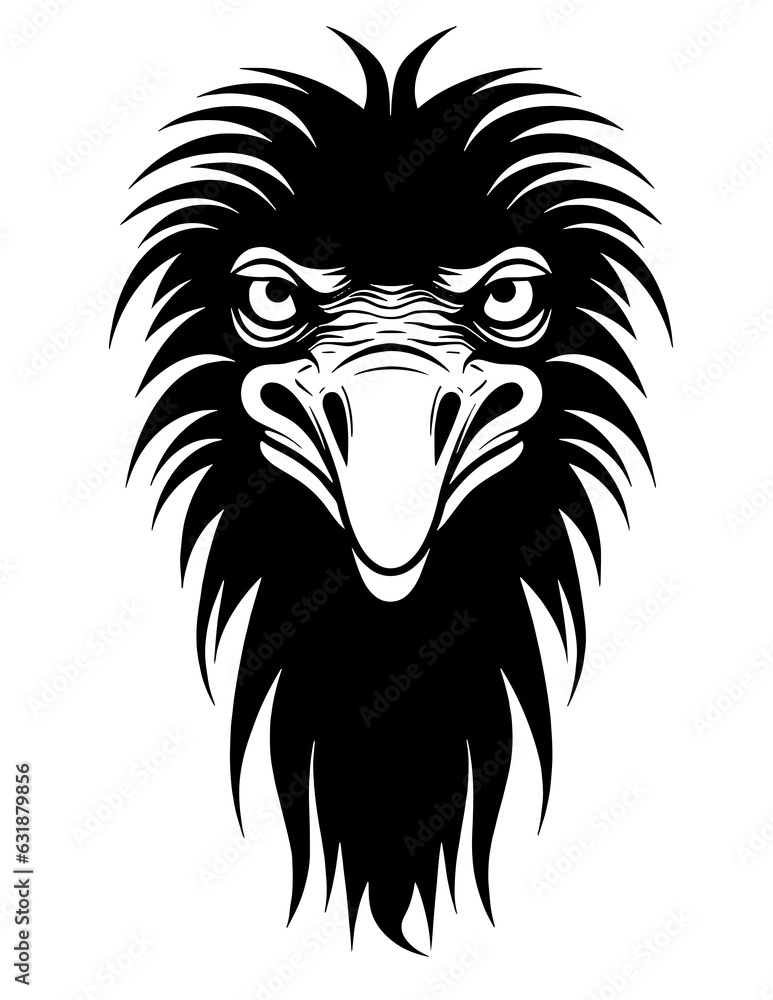 Bird pelican stork crane heron ostrich owl Marabou tattoo print stamp