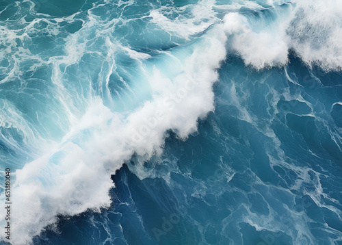 Exploring the Photorealistic Detail of Dark White and Dark Aquamarine Ocean Waves from an Aerial View
