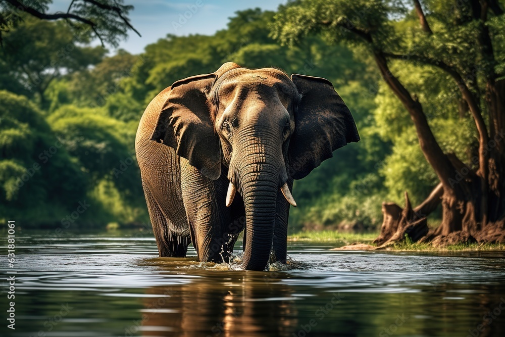 Fototapeta premium Elephant in the river