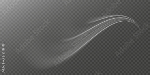 Light trail wave, fire path trace line, car lights, optic fiber and incandescence curve twirl png. road car headlights. Luminous white lines of speed. Light glowing effect. Abstract motion lines.