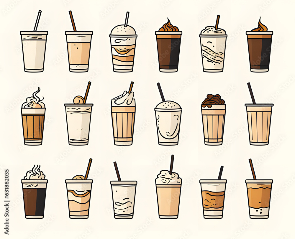 set of icons coffee ai generative set of icons coffee ai generative