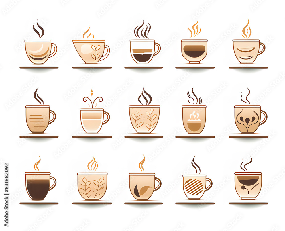 set of icons coffee ai generative set of icons coffee ai generative
