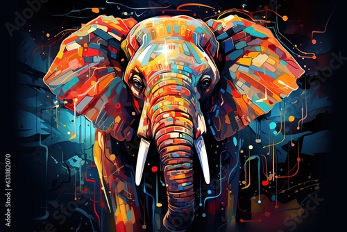 Background with colorful elephant
