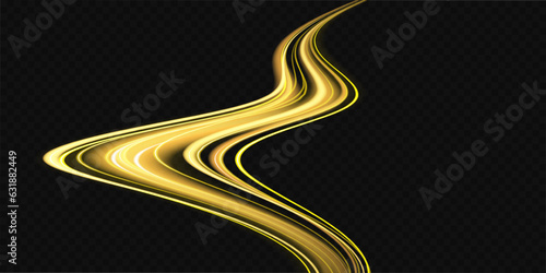 Shiny wavy trail, light painting.Glowing spiral effect on checkered background. Abstract light speed motion effect. Bright sparkling background.