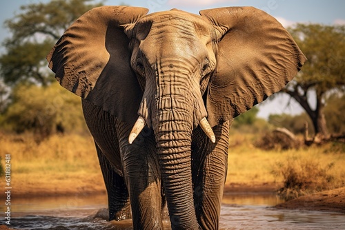 Portrait of an adult elephant shaking its head inwild