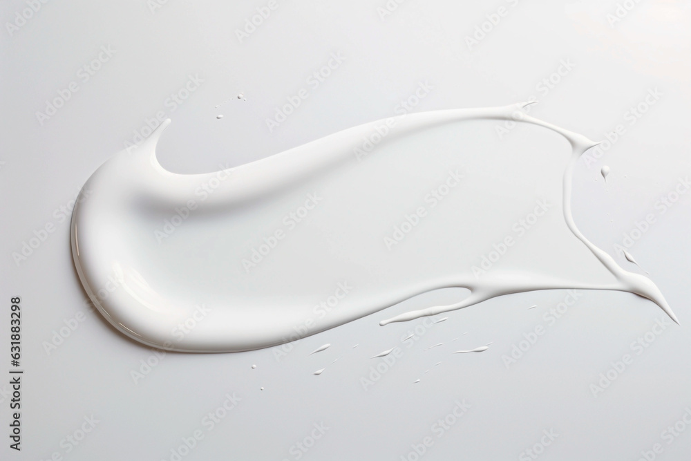 Textured white color cream gel cosmetic smudge on white background, paint or nail polish smudge Textured white color cream gel cosmetic smudge on white background, paint or nail polish smudge