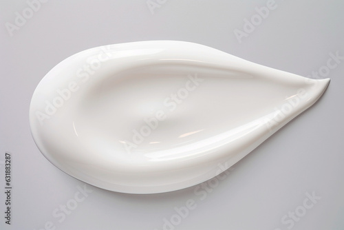 Textured white color cream gel cosmetic smudge on white background, paint or nail polish smudge