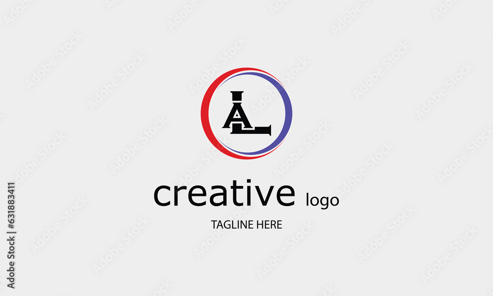 LA AL circle creative brand name company logo design red blue color LA AL circle creative brand name company logo design red blue color