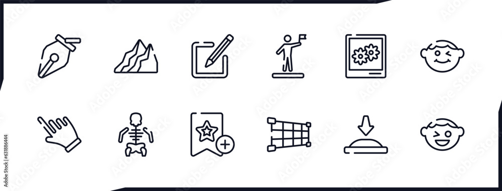 set of user interface outline icons. thin line icons such as delete ...