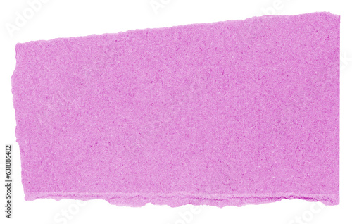 Single piece of isolated ripped blank purple paper with rough edges and blank copy space for text on white or transparent background, png design element
