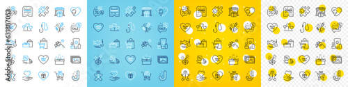 Vector icons set of Fireworks rocket, Sunscreen and Gift shop line icons pack for web with Only you, Ice cream, Sale bags outline icon. Hook, Delivery discount, Present box pictogram. Vector