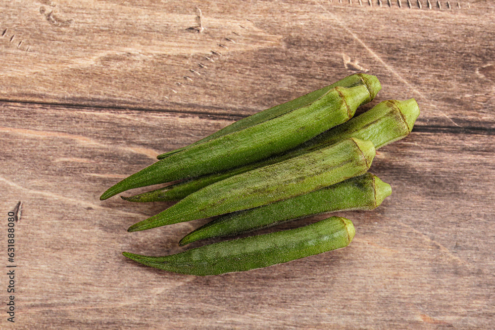 Natural organic raw green okra