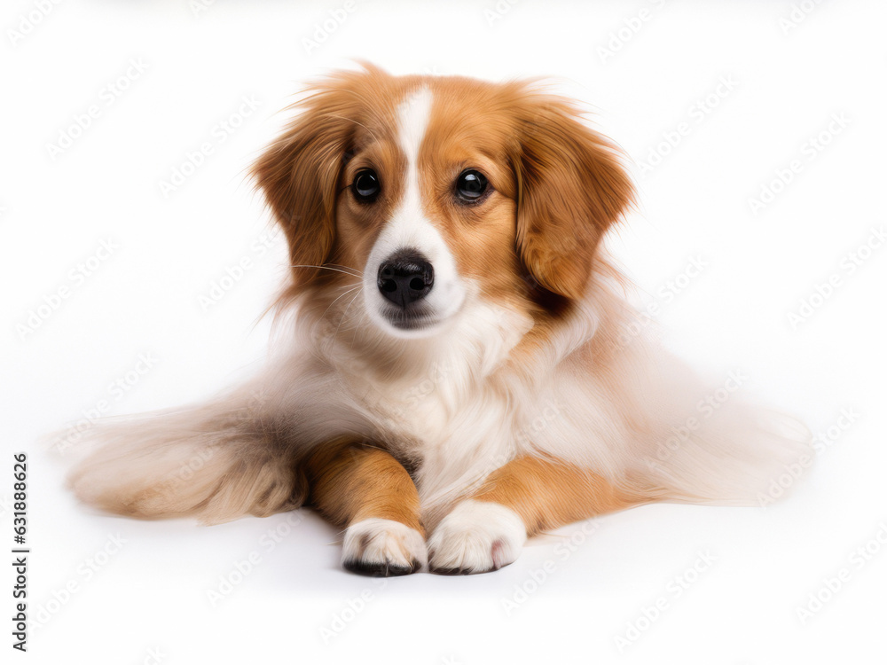 Dog on a white background looking at the camera 