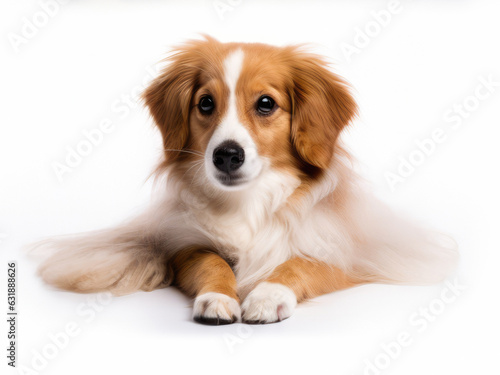 Dog on a white background looking at the camera 