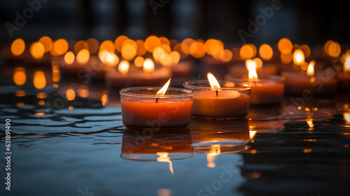 Candlelit Vigil: A Heartfelt Tribute with Candles Flickering in the Darkness 