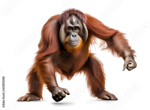 orang utan looking scary isolated on white
