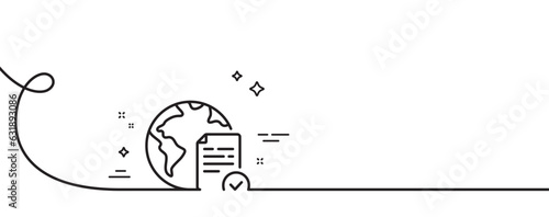 Online voting line icon. Continuous one line with curl. Internet vote sign. Web election symbol. Online voting single outline ribbon. Loop curve pattern. Vector