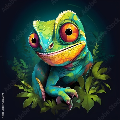 chameleon cartoon style