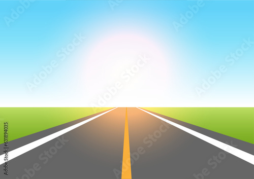 Empty Asphalt Road or Highway. Vector Illustration.