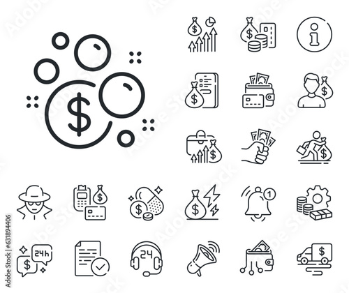 Cash corruption sign. Cash money, loan and mortgage outline icons. Launder money line icon. Tax avoidance symbol. Launder money line sign. Credit card, crypto wallet icon. Vector