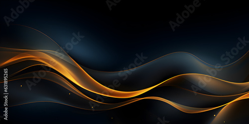 Abstract dark background with elegant shiny gold waves. Template premium award design
