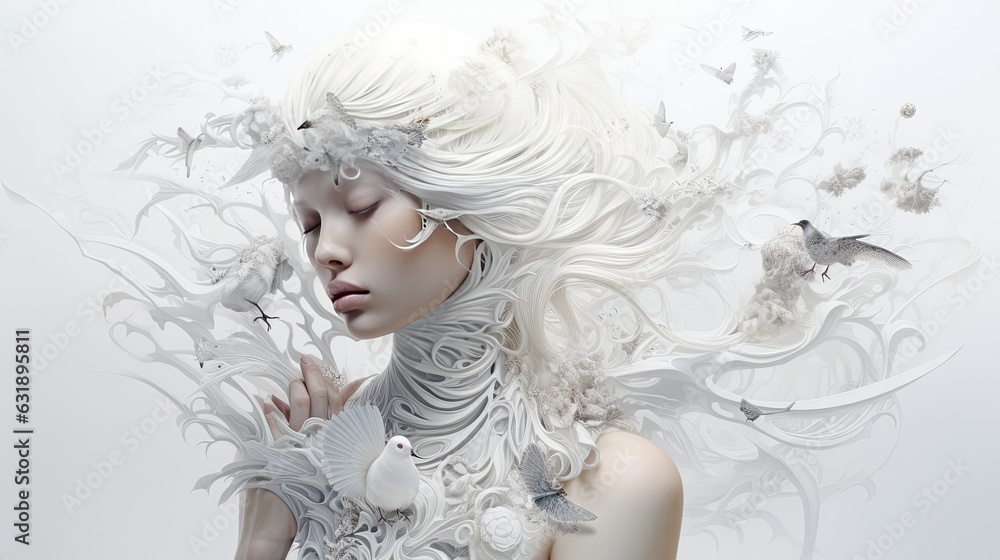 White hair girl portrait abstract background White hair girl portrait abstract background