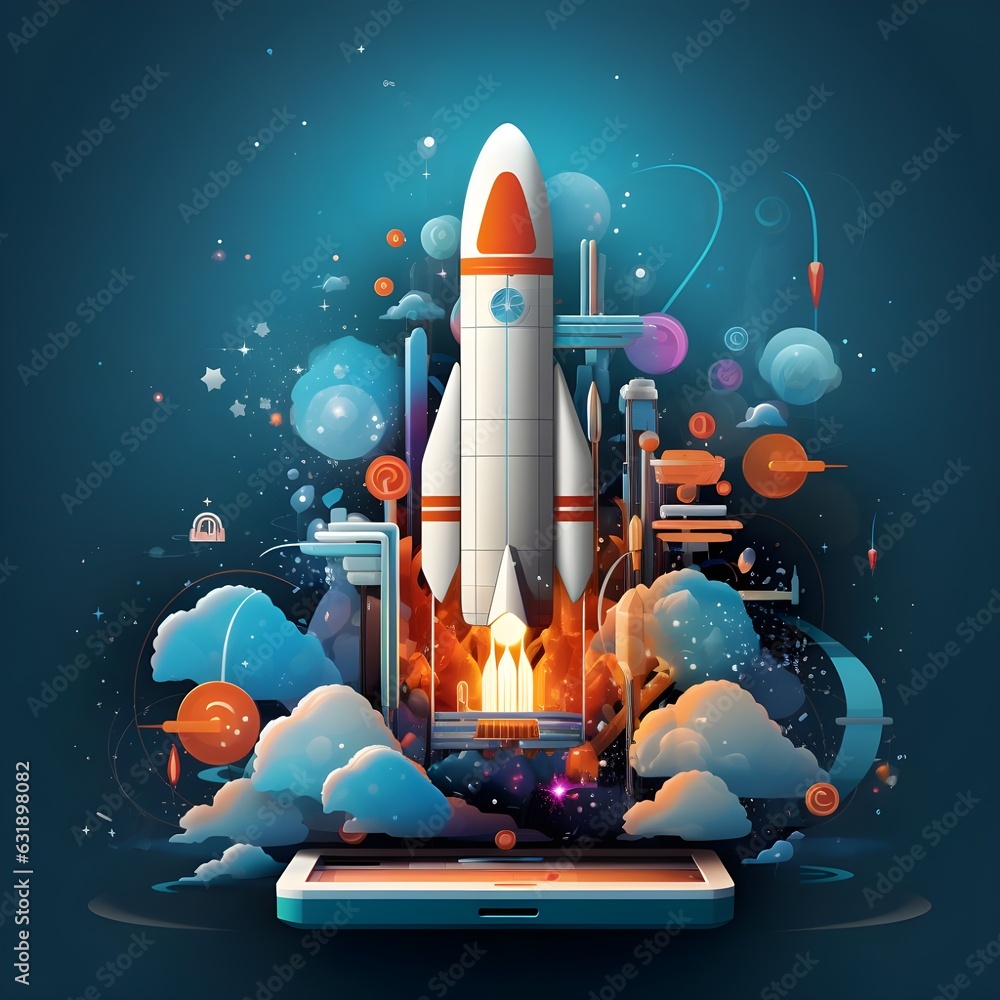 abstract graphic with rocket start