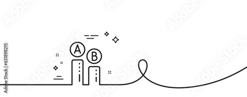 Ab testing line icon. Continuous one line with curl. Ui test chart sign. Ab testing single outline ribbon. Loop curve pattern. Vector