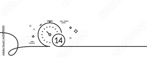 Quarantine timer line icon. Continuous one line with curl. Coronavirus incubation period sign. Self-isolation symbol. Quarantine single outline ribbon. Loop curve pattern. Vector
