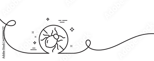 Mattress bed bugs line icon. Continuous one line with curl. Hypoallergenic sign. Anti-allergic symbol. Bed bugs single outline ribbon. Loop curve pattern. Vector