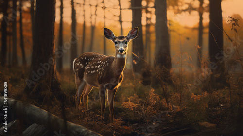 Deer - Deer in the forest - Deer in the pasture - Deer in the sunset - Created with Generative AI technology.
