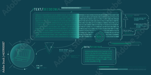 Data decryption screen with text decoding window.