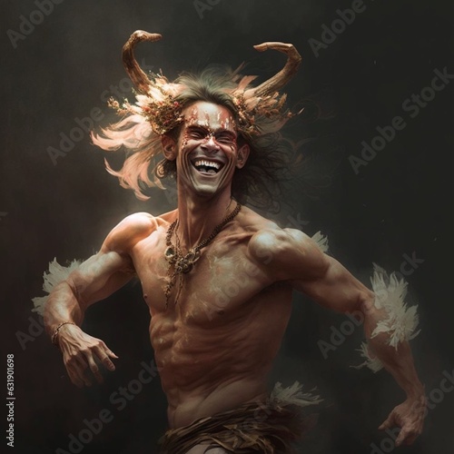 Faun dancing, portrait, illustration, fantasy 