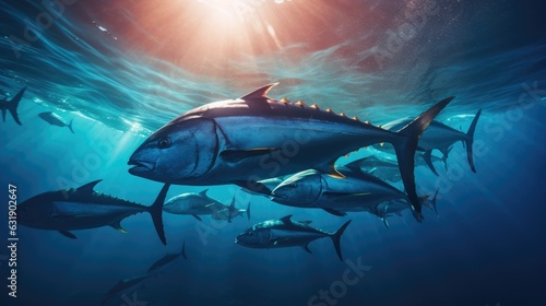 blue fin tuna in water