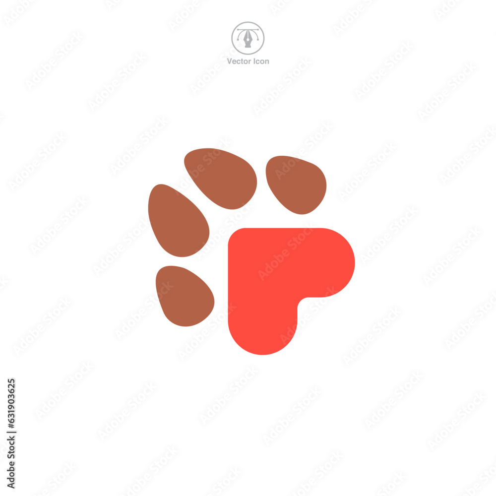 Pet Paw with Heart icon symbol vector illustration isolated on white background Pet Paw with Heart icon symbol vector illustration isolated on white background