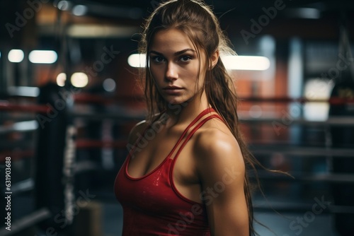 Female Boxer Training in the Boxing Gym.