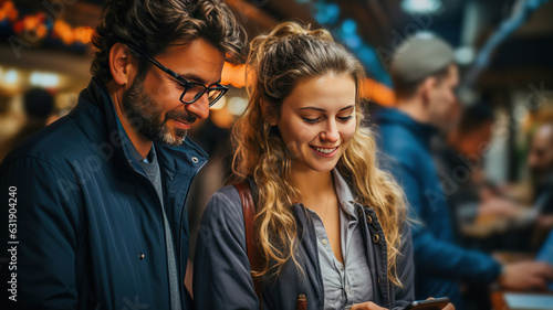 Couple using their smartpho...