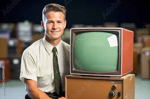 salesman with a retro telev...