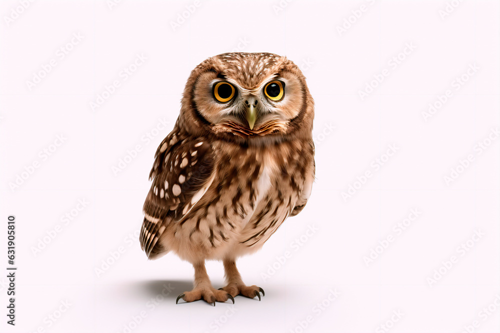 Fototapeta premium Beautiful owl on a white, isolated background