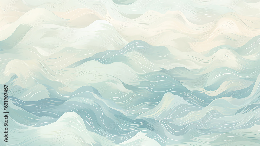Fototapeta premium simple watercolors sea theme waves soft soft color light blue cartoon drawing