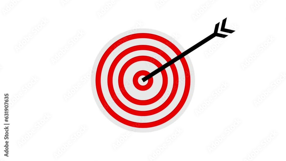 Animation of Arrow Hitting Center Target Success Business Concept Animation of Arrow Hitting Center Target Success Business Concept